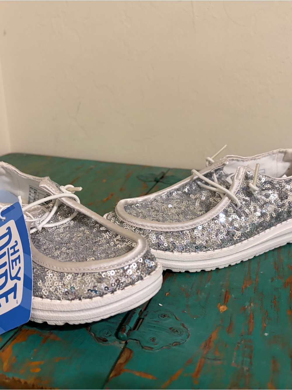 Hey Dude Sequin Sneakers - Silver Glitter